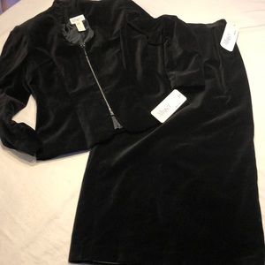 Althuser Vintage black velour suit, size 10, NWT.